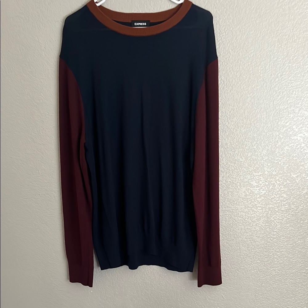 🚨Express Color Block Crewneck Sweater Blue Red